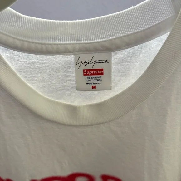SUPREME x YOHJI YAMAMOTO sz M White Cotton Tshirt Short Sleeve Tee - Picture 2 of 9